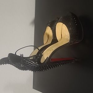 Christian Louboutin, Fifty Spikes, 150 Nappa Shiny, Black Size 38